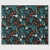 Papier Cadeau Fraises sauvages rouge/jaune/bleu/noir (Plat)