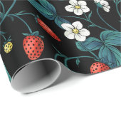 Papier Cadeau Fraises sauvages rouge/jaune/bleu/noir (Coin rond)