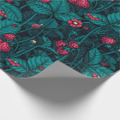 Papier Cadeau Fraises sauvages, rouges et bleues (Coin)