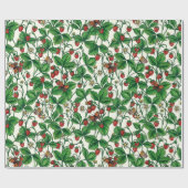 Papier Cadeau Fraises sauvages sur blanc (Plat)