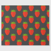 Papier Cadeau Fraises sur arrière - plan foncé (Plat)