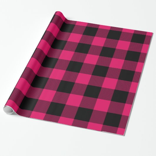 Papier Cadeau Framboise géant Buffalo carreau bûcheron (Déroulé)
