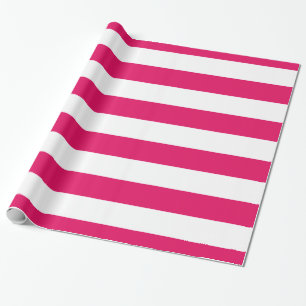 Papier Cadeau Framboise, motif à rayures blanches XL