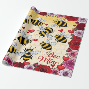 Papier Cadeau Frame d'amour Floral de la mine d'abeilles