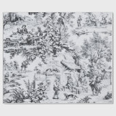 Papier Cadeau Français Black White Toile Rustique Style Découpag (Plat)