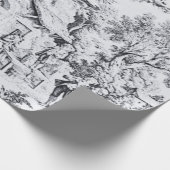 Papier Cadeau Français Black White Toile Rustique Style Découpag (Coin)