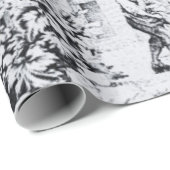 Papier Cadeau Français Black White Toile Rustique Style Découpag (Coin rond)