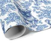 Papier Cadeau Français Bulldog Frenchie Blue Toile Motif (Coin rond)