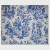 Papier Cadeau Française toile de jouy Découpage bleu et blanc (Plat)