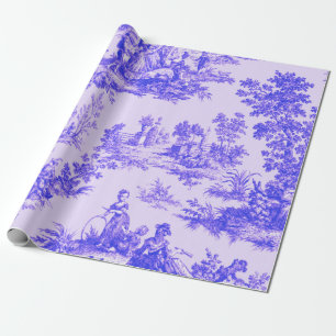 Papier Cadeau Française toile de jouy Découpage bleu et blanc