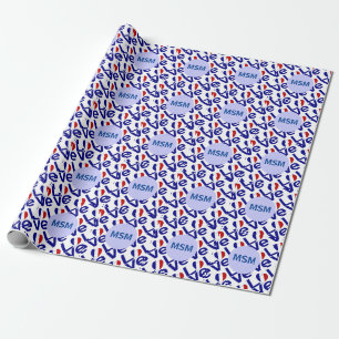Papier Cadeau France COEUR Drapeau Carrelé Personnalisé