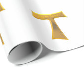 Papier Cadeau Franciscain Tau Cross Pax Et Bonum Gold Metallic (Coin rond)