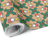 Papier Cadeau Frapet de Noël de Holly et bougies : Effet or (Coin rond)