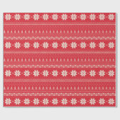 Papier Cadeau Frappe motif rouge et blanc Noël (Plat)
