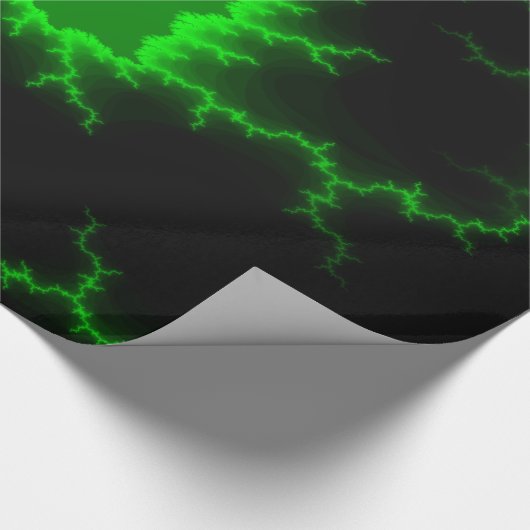 Papier Cadeau Frappes de foudre verte Alien en Pitch noir (Coin)