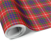 Papier Cadeau Fraser tartan rouge vert bleu violet plaid (Coin rond)