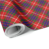 Papier Cadeau Fraser tartan rouge vert bleu violet plaid (Coin rond)