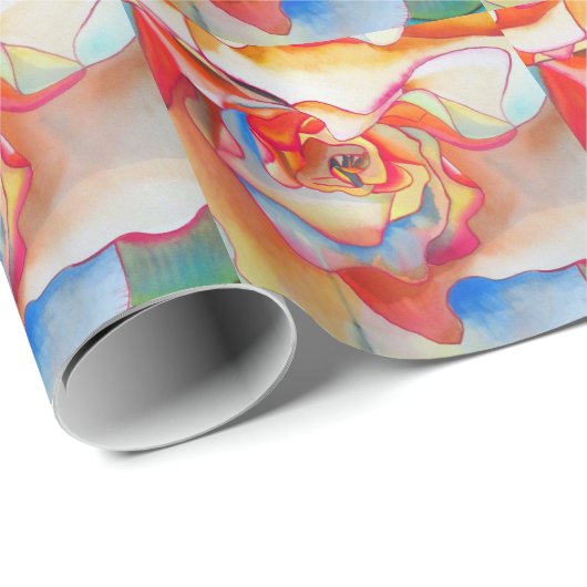 Papier Cadeau Fred martin begonia aquarelle (Coin rond)