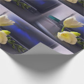 Papier Cadeau Freesia jaune blanc (Coin)