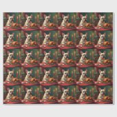 Papier Cadeau French Bulldog Christmas Eve Feast Painting (Plat)
