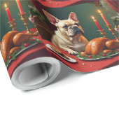 Papier Cadeau French Bulldog Christmas Eve Feast Painting (Coin rond)