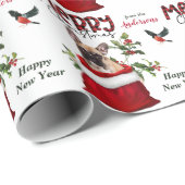 Papier Cadeau French Bulldog dans le sac cadeau de Noël (Coin rond)