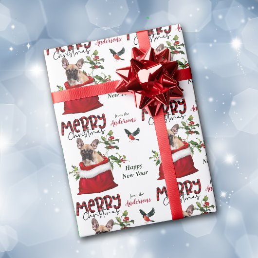 Papier Cadeau French Bulldog dans le sac cadeau de Noël