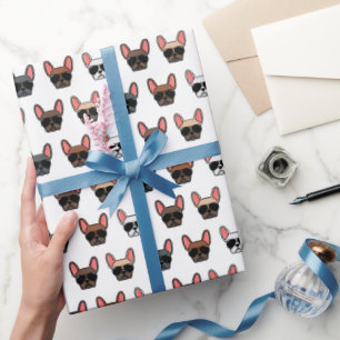 Papier Cadeau French Bulldog face au papier d'enveloppement Moti