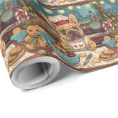 Papier Cadeau French Bulldog Holiday Baking : Noël festif (Coin rond)