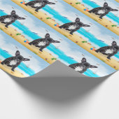 Papier Cadeau French Bulldog sur la plage (Coin)