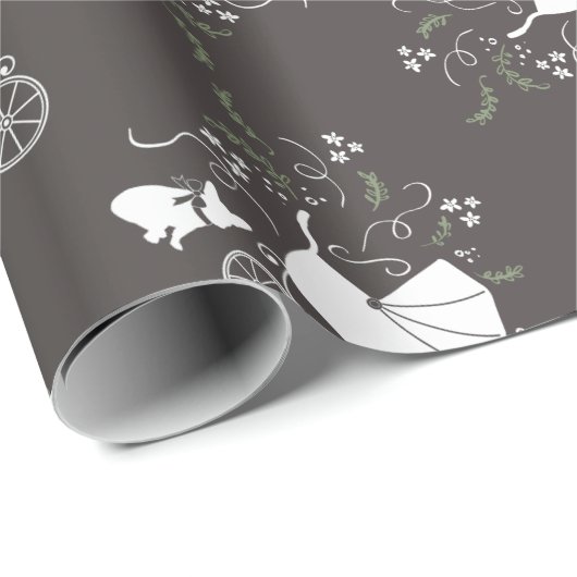 Papier Cadeau French Bulldog Theme Party - Baby shower neutre (Coin rond)