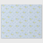 Papier Cadeau French Country Lemon – Blue Stripe Bow Pattern (Plat)