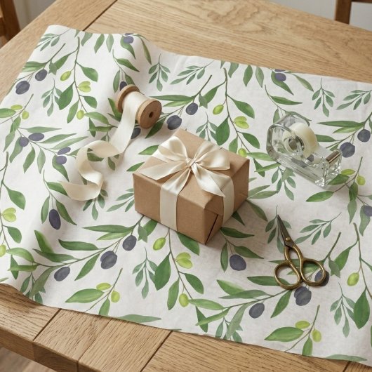 Papier Cadeau French Country Olive Pattern 