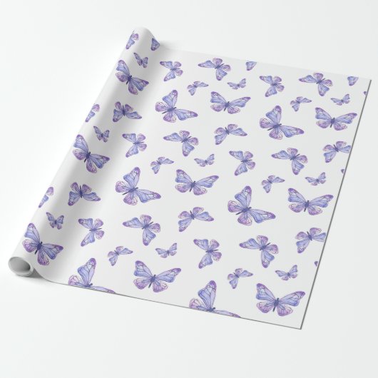Papier Cadeau French Lavender Butterfly Pattern (Déroulé)