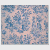 Papier Cadeau French toile de jouy Découpage bleu et rose (Plat)