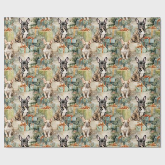 Papier Cadeau Frenchie Festive Bliss (Plat)