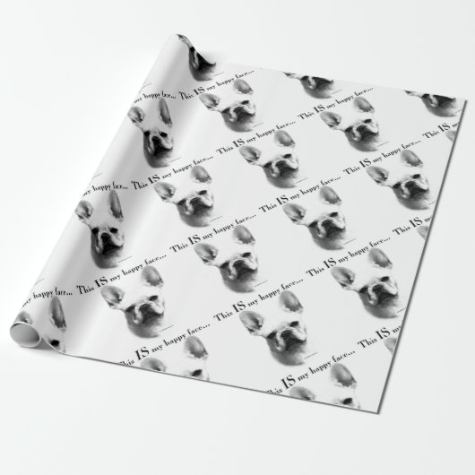 Papier Cadeau Frenchie Happy Face (Déroulé)