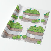 Papier Cadeau Fresh Green Apple Harvest Barrel Granny Smith (Déroulé)