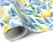 Papier Cadeau Fresh Lemon Gift Wrapping Paper | Mediterranean (Coin rond)