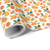 Papier Cadeau Fresh Orange Citrus Pattern Gift Wrap Paper (Coin rond)