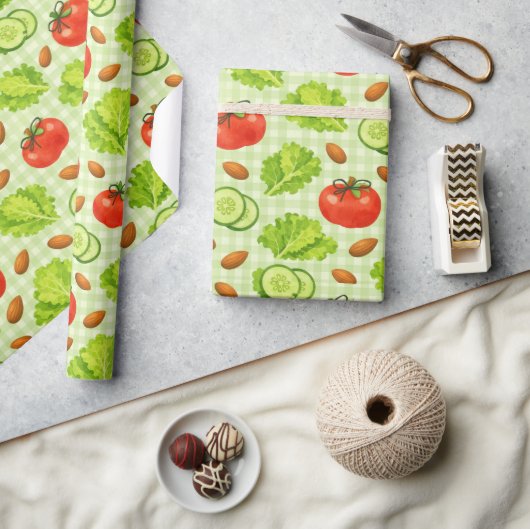 Papier Cadeau Fresh Salad Vegetable Pattern (Artisanat)