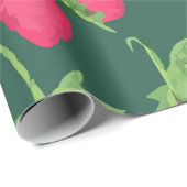 Papier Cadeau Fresh Strawberry Pattern on Dark Green Background (Coin rond)