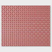 Papier Cadeau Fret chinois Art déco, rouge foncé et blanc (Plat)