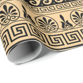 Papier Cadeau Fret grec, Motif méditerranéen, Brown (Coin rond)