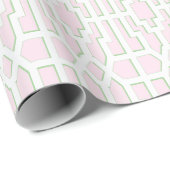 Papier Cadeau Fretwork Chippendale rose et vert (Coin rond)