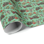 Papier Cadeau Friandises de fêtes - Menthe (Couleur) (Coin rond)