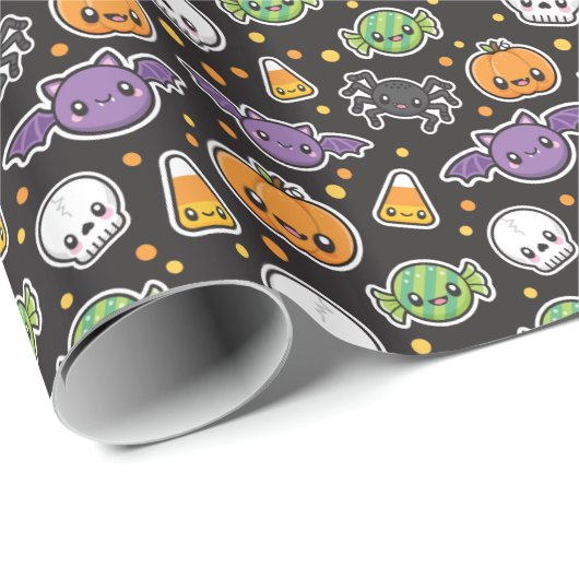 Papier Cadeau Friandises d'Halloween (Coin rond)