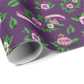 Papier Cadeau Frida Kahlo | Purple Floral Bouquet Pattern (Coin rond)