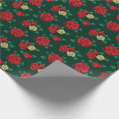 Papier Cadeau Frida Kahlo | Red and Gold Rose Pattern (Coin)