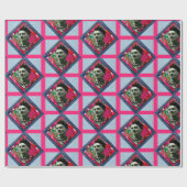 Papier Cadeau Frida Kahlo Retro Pink Denim (Plat)